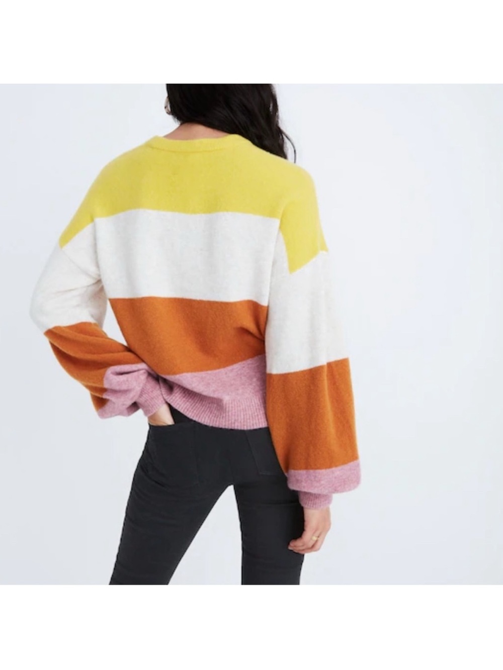 Madewell Colorblock Wool Blend Balloon Sleeve Sweater - Picture 2 of 6